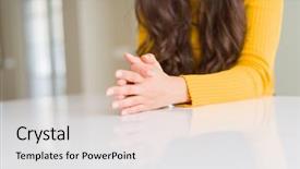  Presentation with helping others two hands woman - Beautiful presentation theme featuring intertwine - close up of woman hands backdrop and a lemonade colored foreground