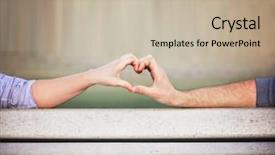  Presentation with hands heart - PPT layouts having intertwine - two people making a heart background and a mint green colored foreground