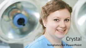  Presentation with cardiac nurse - Cool new PPT theme with interventional cardiology - portrait of surgeon nurse backdrop and a light blue colored foreground