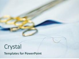  Presentation with cardiology - PPT theme consisting of interventional cardiology - surgery concept suture needle background and a sky blue colored foreground