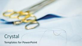  Presentation with needle - PPT theme consisting of interventional cardiology - surgery concept suture needle background and a sky blue colored foreground