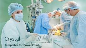  Presentation with heart surgery - Colorful slides enhanced with interventional cardiology - team of surgeon in uniform backdrop and a  colored foreground