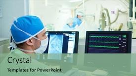  Presentation with interventional cardiology - Cool new presentation theme with interventional cardiology male surgeon doctor backdrop and a seafoam green colored foreground