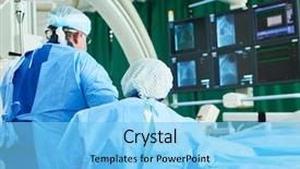  Presentation with interventional cardiology - Beautiful PPT layouts featuring interventional cardiology male surgeon doctor backdrop and a light blue colored foreground