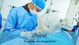  Presentation with interventional cardiology - Audience pleasing PPT theme consisting of interventional cardiology male surgeon doctor backdrop and a light blue colored foreground