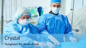  Presentation with interventional cardiology - PPT theme consisting of interventional cardiology male surgeon doctor background and a light blue colored foreground