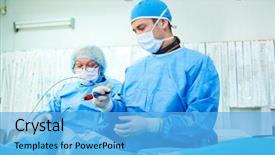  Presentation with interventional cardiology - Amazing slide set having interventional cardiology male surgeon doctor backdrop and a light blue colored foreground