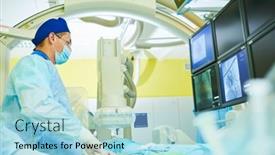  Presentation with interventional radiology - Audience pleasing theme consisting of interventional-radiology-surgeon-radiologist backdrop and a light blue colored foreground