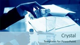  Presentation with interview - Beautiful presentation theme featuring interview bubble - water bottle backdrop and a sky blue colored foreground