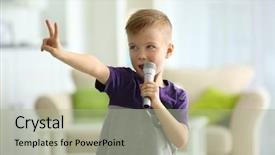  Presentation with home economics - Presentation theme consisting of interview children - cute little boy with microphone background and a mint green colored foreground