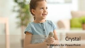  Presentation with safety home inspections - PPT theme consisting of interview children - cute little girl with microphone background and a coral colored foreground