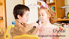  Presentation with kids playing - Colorful theme enhanced with interview children - two preschool kids playing backdrop and a yellow colored foreground