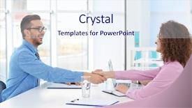  Presentation with human resources - Presentation theme having interview concept human resources commission background and a sky blue colored foreground