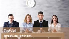  Presentation with human resources - Theme with interview concept human resources commission background and a coral colored foreground