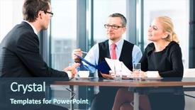  Presentation with interview - Presentation theme with interview hands over his application background and a ocean colored foreground