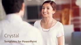  Presentation with interview - Audience pleasing theme consisting of interview of two business professionals backdrop and a cream colored foreground