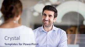  Presentation with interview - Presentation theme with interview of two business professionals background and a sky blue colored foreground