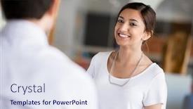  Presentation with interview - PPT theme having interview of two business professionals background and a sky blue colored foreground