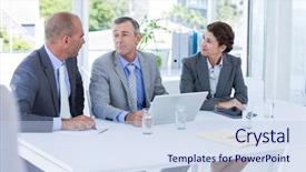  Presentation with interview - PPT theme enhanced with interview panel discussing the candidate background and a sky blue colored foreground