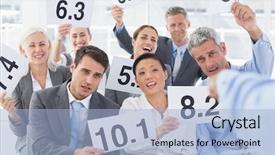  Presentation with interview prepararion - Colorful PPT layouts enhanced with interview panel holding score card backdrop and a light blue colored foreground