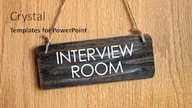  Presentation with recruitment - Amazing presentation theme having interview-room-door-concept backdrop and a coral colored foreground