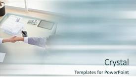  Presentation with interview - PPT theme featuring interview with blurry blue transition background and a  colored foreground