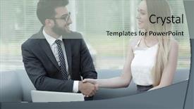  Presentation with job interview - PPT theme featuring  background and a  colored foreground