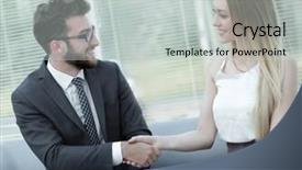  Presentation with job interview - Beautiful slide deck featuring  backdrop and a  colored foreground