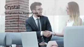  Presentation with job interview - Colorful PPT theme enhanced with  backdrop and a  colored foreground