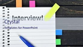  Presentation with interview - Beautiful slide deck featuring interview word on notepad backdrop and a sky blue colored foreground