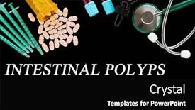  Presentation with disease - Slide deck featuring intestinal-polyps-text-on-medical background and a  colored foreground