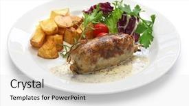  Presentation with intestine - Slide set having intestine - andouillette french lyonnaise sausage isolated background and a white colored foreground