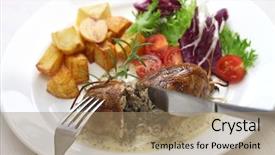  Presentation with intestine - Slide set consisting of intestine - andouillette french lyonnaise sausage background and a coral colored foreground