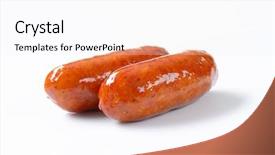  Presentation with pork shredded on grill banana - Presentation with intestine - pair of pork grilled sausages background and a white colored foreground