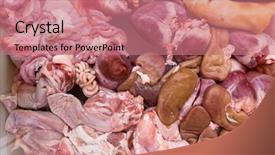  Presentation with intestine - PPT theme having intestine - raw offal and meat background background and a coral colored foreground