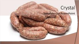  Presentation with intestine - Slide deck consisting of intestine - raw sausage isolated on white background and a soft green colored foreground