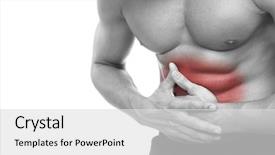  Presentation with stomach - Presentation design consisting of intestine - young man holding his stomach background and a light gray colored foreground