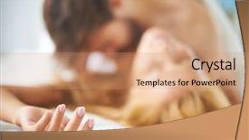  Presentation with intimacy couple - Theme with intimacy - couple kissing passionately in bed background and a coral colored foreground