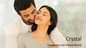  Presentation with intimacy couple - Slide set having intimacy - loving young indian couple embracing background and a lemonade colored foreground