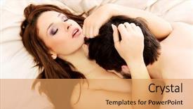  Presentation with intimacy couple - Colorful presentation theme enhanced with intimacy - young happy couple kissing backdrop and a yellow colored foreground