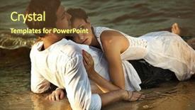  Presentation with intimacy couple - Beautiful PPT theme featuring intimacy on the beach backdrop and a tawny brown colored foreground