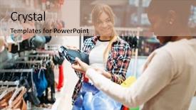  Presentation with women - Presentation theme with intimate apparel - two women shopping ladies lingerie background and a coral colored foreground