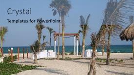  Presentation with beach wedding - Theme having intimate beach wedding with covered white chairs background and a light blue colored foreground