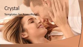  Presentation with couple - PPT theme consisting of intimity - beautiful young couple being intimate background and a coral colored foreground