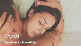  Presentation with good morning couple bed - Slides enhanced with intimity - beautiful young couple lying background and a coral colored foreground
