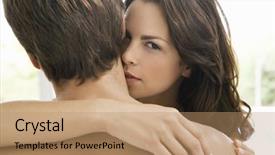  Presentation with kissing booth - Colorful presentation theme enhanced with intimity - portrait of romantic young woman backdrop and a coral colored foreground