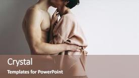  Presentation with young man and a woman - Beautiful PPT layouts featuring intimity - young beautiful couple hugging backdrop and a coral colored foreground