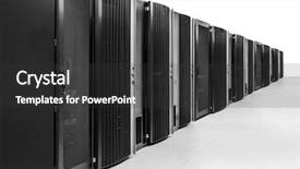  Presentation with server room - Audience pleasing slide deck consisting of intranet - network server room with racks backdrop and a dark gray colored foreground