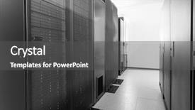  Presentation with server room - Colorful PPT theme enhanced with intranet - network server room with racks backdrop and a dark gray colored foreground