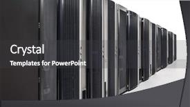  Presentation with server room - Amazing PPT theme having intranet - network server room with racks backdrop and a dark gray colored foreground